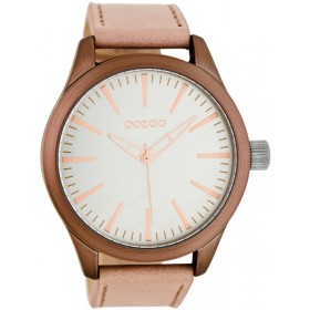 OOZOO Timepieces 46mm PinkGrey Leather Strap C7425